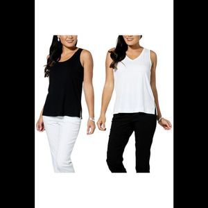 WynneLayers 2-pack Scoop-Neck and V-Neck Tank Set Black/Cloud - Regular